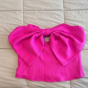 Bohme Pink Crop Top with oversized bow